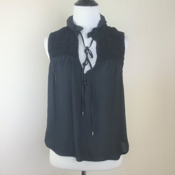Free People Black Ruffle Me Up Top xs - Picture 4 of 10